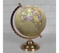Antique Home Decor World Map Pastel Yellow Multicolour Globe Gift Items | Showpieces Office Table & Home Decor | Diameter - 8 Inch