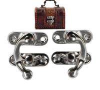 Antique Hook Hasp - 2pcs Brass Mini Hasp Latch, Durablle Left Right Hook Closure, Sturdy Decorative Hardware Easy Installation | Secure Jewelry Box for Chest Cabinet Craft Projects Home Use