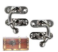Antique Hook Hasp- 2pcs Retro Antique Box Trigger Latch Lock, 100% Solid Brass Swing Arm Latch, Vintage Style Left And Right Hook Latches For Jewelry Box, Toolbox Or Suitcase 3.2x2.7cm/1.26x1.06 Inche