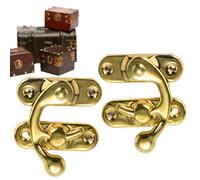 Antique Hook Hasp, Antique Vintage Lock Clasp Left and Right Latch Hook Hasp, Brass Swing Arm Hasp Small Latch with Screws for Suitcases, Jewelry Boxes, Tool Boxes