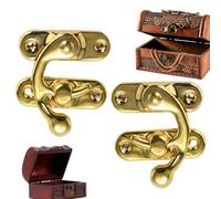 Antique Hook Hasp - Vintage Brass Hasp Latch, Mini Box Lock, Left Right Hook Closure, Sturdy Durablle Design Easy Install | Reliable Jewelry Box Trinket Chest Craft Storage Home Use