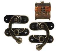 Antique Hook Hasp - Vintage Brass Hasp Latch, Mini Box Lock, Left Right Hook Closure, Sturdy Durablle Design Easy Install | Reliable Jewelry Box Trinket Chest Craft Storage Home Use