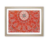 Antique Illustration In Orange By Owen Jones Vintage Framed Print | A2 Oak Framed Wall Art | Ready to Hang | Classic Nature Picture | Living Room Bedroom Lounge Office