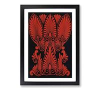 Antique Illustration in Red & Black by Owen Jones Framed Print | A2 Black Framed Wall Art | Ready to Hang | Modern Nature Picture | Living Room Bedroom Lounge Office