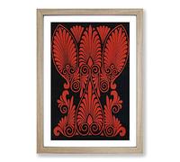 Antique Illustration in Red & Black by Owen Jones Framed Print | A2 Oak Framed Wall Art | Ready to Hang | Modern Nature Picture | Living Room Bedroom Lounge Office
