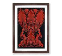 Antique Illustration in Red & Black by Owen Jones Framed Print | A2 Walnut Framed Wall Art | Ready to Hang | Modern Nature Picture | Living Room Bedroom Lounge Office