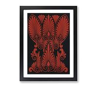 Antique Illustration In Red & Black By Owen Jones Vintage Framed Print | A4 Black Framed Wall Art | Ready to Hang | Classic Nature Picture | Living Room Bedroom Lounge Office