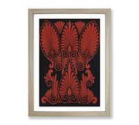Antique Illustration In Red & Black By Owen Jones Vintage Framed Wall Art Print, Ready to Hang Picture for Living Room Bedroom Home Office Décor, Oak A2 (64 x 46 cm)