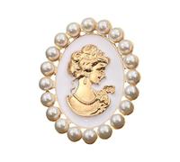 Antique Inspired Floral Cameo Brooch with Rhinestones and Pearls Lapel Pin Versatile Accessory for Formal Event Victorian Jewelry Gifts for Mothers Wives
