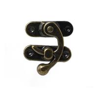 Antique Iron Box Latch Lock Hasp - New Chinese Style Decorative Clasp for Jewelry Chest Trunk Case - Vintage Metal Hardware Fastener 3.2x2.7cm(Left Hook Gold)