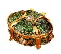 Antique Jewelry Storage Box - Compact Oval Trinket Holder | Jewelry Display Box with Embossed Patterns for Bracelets, Earrings, Necklaces, Rings