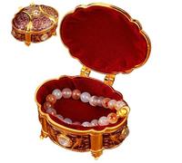 Antique Jewelry Storage Box - Compact Oval Trinket Holder | Jewelry Display Box with Embossed Patterns for Bracelets, Earrings, Necklaces, Rings