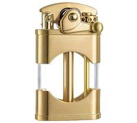 Antique Kerosene Cool Lighters Transparent Fuel Tank Rocker Arm Ignition Lighter for Collection Decorative Gift (Gold)