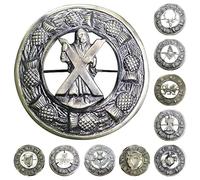 Antique Kilt Brooch for Men with Thistle Design Scottish Fly Plaid 3" (7cm) diameter, 3" (7cm), Brass, no gemstone
