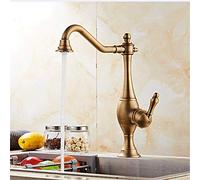 Antique Kitchen Faucet, All Copper Hot and Cold Mixer, Basin Head, Upper and Lower Basin, Retro Single Hole Swivel Faucet.