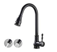 Antique Kitchen Faucet with Pull-Out Spray, Swivel Single Handle Dual Mode Sink Faucet for Modern Kitchens - Durable & Stylish Black
