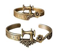 Antique Look Alloy Bangle and Rings Set Fashion Jewelry with Sewing Theme Perfect for Everyday Wear and Special Occasions Vintage Sewing Machine Jewelry Set