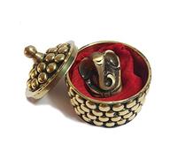 Antique Lord Ganesha idol.Brass Metal Ganesh Murti for Puja.Pocket Size / very small Ganesh in a Cute Box-1 Inch Weight 50 gm.Car dashboard idol.Best Wedding Gift, Good luck gift , Return gift |