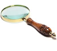Antique Magnifying Glass 10X Reading Wooden Magnifier with Hand-Crafted Wooden Handle for Reading Book & Inspection | Kids & Adults (Hand-Carved)