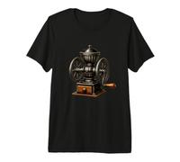 Antique Manual Coffee Grinder Woodcut Style Premium T-Shirt