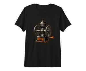 Antique Manual Coffee Grinder Woodcut Style Premium T-Shirt