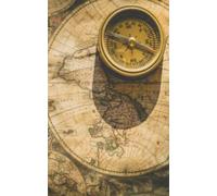 Antique Map Notebook: Vintage small notebook/journal/antique compass/ 5" x 8" wide ruled