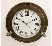 Antique Marine Brass Ship Porthole Clock Nautical Wall Clock Home Decorative (17" inches)
