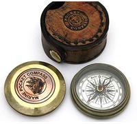 Antique Marine Poem Compass Pocket Compass w Leather Case Pocket Size