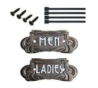 Antique Metal Cast Iron MEN & LADIES Toilet Signs For Door With Screws & Zip Ties Included - Male And Female Toilet Sign - Antique Decor Gents Women WC Restroom Loo- Vintage Bathroom Accessories