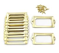 Antique Metal Name Card Frame, OZXNO 10-Pack Vintage Golden Label Holder Tag Slots for Drawer File Cabinet Shelves (70 x 33 mm / 2.8 x 1.3 inch)