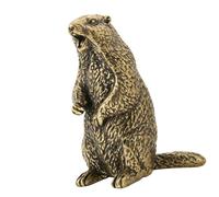 Antique Metal Screaming Groundhogs Statue Detailed Animal | Metal Detailed Animal Carving for Modern Bookshelf Display, Vintage Artwork Home Desk Decor
