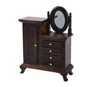 Antique Miniature Wooden Bedroom Set 1:16 Scale Vanity Dresser & Storage Drawers Suitable For Doll House Interior Design