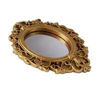 Antique Mirror - Retro Small Aesthetic Rustic Resin,Round Wall Mirror Home Decor,for Doll House Home Living Room Nursery Dorm Office Hotel Birthday Party Women Girls