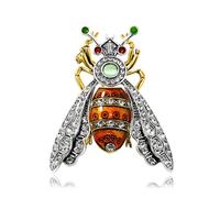 Antique Moth Bee Brooch Pin for Women Men Fashion Exaggerated Big Crystal Red Green Enamel Insect Animal Brooches Lapel Pins Delicate Dress Accessories Christmas Birthday Holiday Party Jewelry Gift