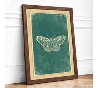 Antique Moth Study Vintage Framed Wall Art Print A3 (42×29.7cm) Walnut, Wall Decor for Living Room, Bedroom, Office & Home, Ready to Hang, Art Gift