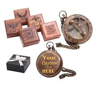 Antique Nautical Directional Magnetic Sundial Brass Compass, Personalized Antique Decor Birthday Gifts for Men, Astrolabe for Him, Baptism Gifts with Engraved Quotes