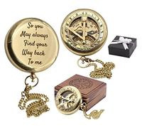 Antique Nautical Directional Magnetic Sundial Brass Compass, Personalized Antique Decor Birthday Gifts for Men, Astrolabe for Him, Baptism Gifts with Engraved Quotes