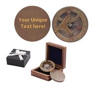 Antique Nautical Directional Magnetic Sundial Brass Compass, Personalized Antique Decor Birthday Gifts for Men, Astrolabe for Him, Baptism Gifts with Engraved Quotes