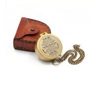 Antique Nautical Vintage Directional Magnetic Compass with Famous Scripture Quote Engraved Baptism Gifts with Leather Case or Wooden Case for Loved Ones, Son, Father, Love, Partner, Spouse, Fiancé.