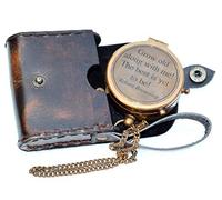 Antique Nautical Vintage Directional Magnetic Compass with Famous Scripture Quote Engraved Baptism Gifts with Leather Case or Wooden Case for Loved Ones, Son, Father, Love, Partner, Spouse, Fiancé