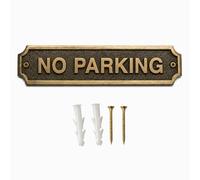 Antique No Parking Plaque 22 x 5 cm - Cast Metal Parking Sign with Raised Brass Finish Lettering - Wall, Gate, Driveway, Garage, Home, Office, Hotel, Shop & Commercial Entrance Sign