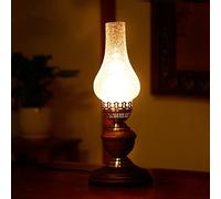 Antique Oil Lamp Table Lamp - Retro Kerosene Style Light for Bedroom, Desk, Study, Cafe, or Restaurant - Nostalgic Cozy Decor
