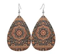 Antique Orientalist Art Leather Earrings Dangle Drop Earring Lightweight Teardrop Earrings Vintage Bohemian Earring for Women Christmas Birthday Gift Fashion Jewelry