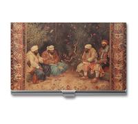 Antique Orientalist Art Metal Business Card Case for Men Women Slim Pocket Purse Multi Wallet Professional Pocket Card Holder for Name Card Credit Card, style, One Size