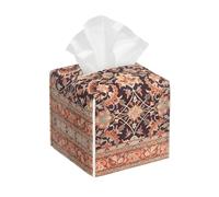 Antique Orientalist Art Print Leather Tissue Box Cover - Foldable Organizer Holder - Easy Storage & Concealing Leather Tissue Box