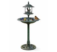 Ornamental Garden Bird Bath Sheltered Bird Feeding Table - Green