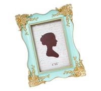 Antique Ornate Resin Photo Frame with Golden Flowers Trim for Wall Hanging or Tabletop Display Home Offices Decors Gift Antique Carved Resin Picture Frame