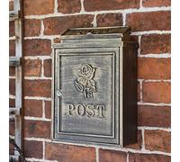 Antique "Oxford Rose" Wall Mounted Post Box Traditional Style Secure Mailbox for Home or Office Outdoor Use Decorative Wall Mounted Organiser Stylish Front Door Accent