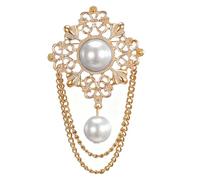 Antique Pearl Brooch Pin for Women Girls Vintage Round Pearl Filigree Flower Chain Tassel Brooches Boho Victorian Style Brooches Lapel Pins Scarf Clip Suit Clothes Accessories Jewelry