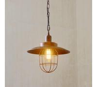 Antique Pendant Light Wire Cage Hanging Lighting Shade Metal Drop Ceiling Lamp, Single Small Chandeliers for Kitchen Island Study Room Living Room Bar